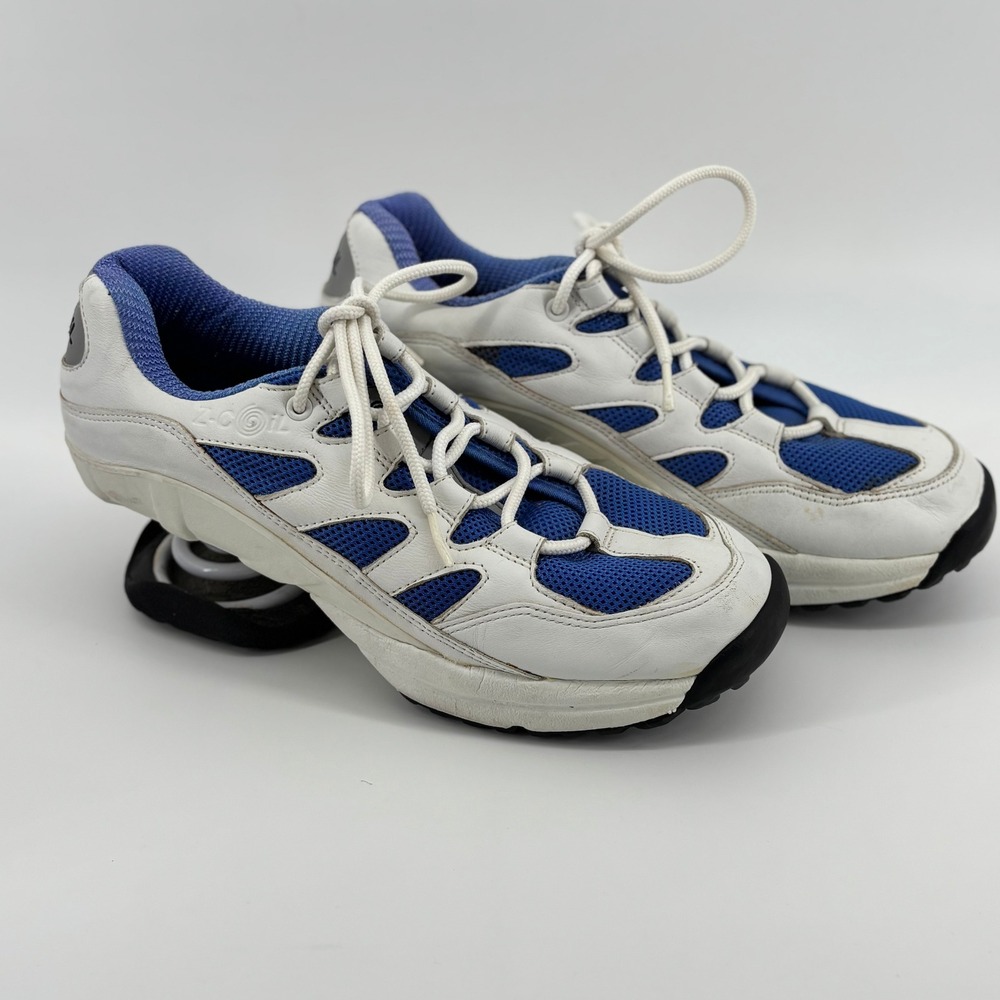 Z-CoiL Freedom Mens Spring Heel Shoes White Blue Leather Mesh Sneakers 8